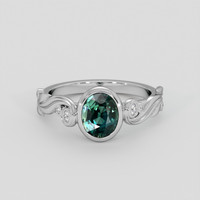 1.48 Ct. Bluish Green Sapphire Ring, 14K White Gold 1