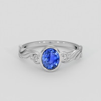 0.87 Ct. Blue Sapphire Ring, 14K White Gold 1