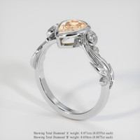 1.38 Ct. Peach Sapphire Ring, 14K White Gold 2
