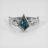 2.11 Ct. Greenish Blue Sapphire Ring, 14K White Gold 1
