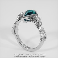 2.11 Ct. Greenish Blue Sapphire Ring, 14K White Gold 2