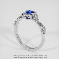 0.50 Ct. Blue Sapphire Ring, 14K White Gold 2