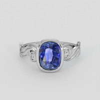 2.67 Ct. Purplish Blue Sapphire Ring, 14K White Gold 1