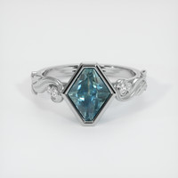 2.40 Ct. Bluish Green Sapphire Ring, 14K White Gold 1