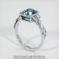4.50 Ct. Bluish Green Sapphire Ring, 14K White Gold 2