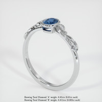 0.62 Ct. Greenish Blue Sapphire Ring, 18K White Gold 2