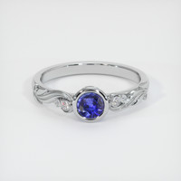 0.44 Ct. Blue Sapphire Ring, 18K White Gold 1