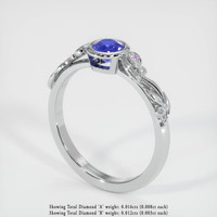 0.44 Ct. Blue Sapphire Ring, 18K White Gold 2