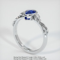 0.58 Ct. Blue Sapphire Ring, 18K White Gold 2