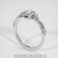 0.70 Ct. Blue Sapphire Ring, 18K White Gold 2