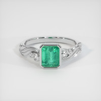 1.43 Ct. Emerald Ring, 18K White Gold 1