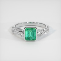 1.40 Ct. Emerald Ring, 18K White Gold 1