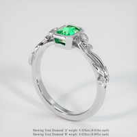 0.53 Ct. Emerald Ring, 18K White Gold 2