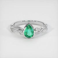 0.84 Ct. Emerald Ring, 18K White Gold 1