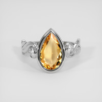 1.74 Ct. Pinkish Orange Imperial Topaz Ring, 18K White Gold 1
