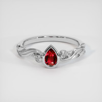 0.48 Ct. Ruby Ring, 18K White Gold 1