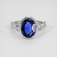 3.48 Ct. Blue Sapphire Ring, 18K White Gold 1