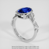 3.48 Ct. Blue Sapphire Ring, 18K White Gold 2