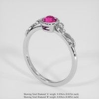 1.22 Ct. Pink Sapphire Ring, 18K White Gold 2