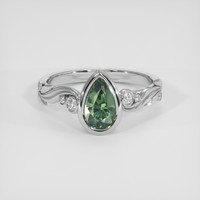 1.11 Ct. Green Sapphire Ring, 18K White Gold 1