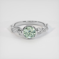 1.17 Ct. Green Sapphire Ring, 18K White Gold 1
