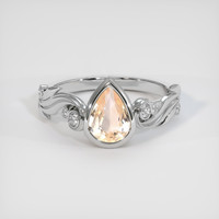 1.38 Ct. Peach Sapphire Ring, 18K White Gold 1