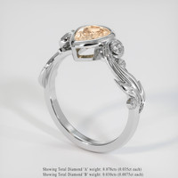 1.38 Ct. Peach Sapphire Ring, 18K White Gold 2