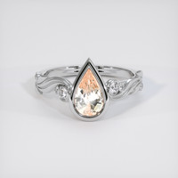 1.13 Ct. Peach Sapphire Ring, 18K White Gold 1