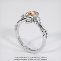 1.13 Ct. Peach Sapphire Ring, 18K White Gold 2