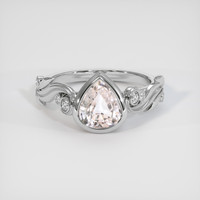 2.05 Ct. Peach Sapphire Ring, 18K White Gold 1