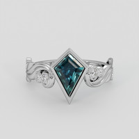 2.11 Ct. Greenish Blue Sapphire Ring, 18K White Gold 1