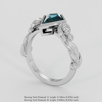 2.11 Ct. Greenish Blue Sapphire Ring, 18K White Gold 2