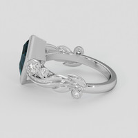 2.11 Ct. Greenish Blue Sapphire Ring, 18K White Gold 4