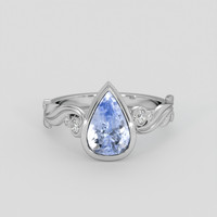 2.71 Ct. Blue Sapphire Ring, 18K White Gold 1