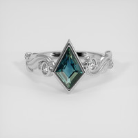 1.57 Ct. Greenish Blue Sapphire Ring, 18K White Gold 1