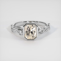 1.37 Ct. Peach Sapphire Ring, 18K White Gold 1