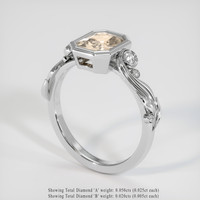 1.37 Ct. Peach Sapphire Ring, 18K White Gold 2