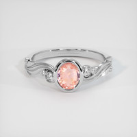 1.18 Ct. Padparadscha Sapphire Ring, 18K White Gold 1