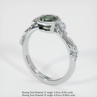 1.13 Ct. Green Sapphire Ring, 18K White Gold 2