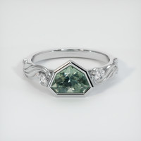 1.20 Ct. Green Sapphire Ring, 18K White Gold 1