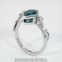 2.40 Ct. Bluish Green Sapphire Ring, 18K White Gold 2