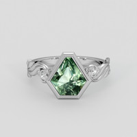 1.80 Ct. Green Sapphire Ring, 18K White Gold 1