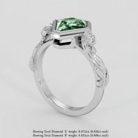 1.80 Ct. Green Sapphire Ring, 18K White Gold 2