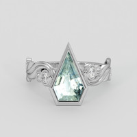 2.19 Ct. Greenish Blue Sapphire Ring, 18K White Gold 1