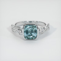 4.50 Ct. Bluish Green Sapphire Ring, 18K White Gold 1