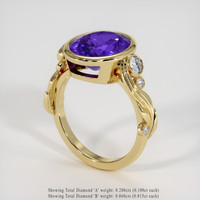 4.42 Ct. Violet Tanzanite Ring, 10K Yellow Gold 2