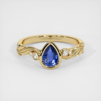 0.58 Ct. Blue Sapphire Ring, 14K Yellow Gold 1