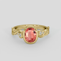 1.52 Ct. Padparadscha Sapphire Ring, 14K Yellow Gold 1