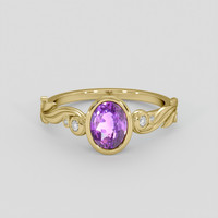 1.41 Ct. Pinkish Purple Sapphire Ring, 14K Yellow Gold 1