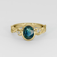 1.75 Ct. Bluish Green Sapphire Ring, 14K Yellow Gold 1